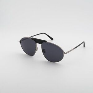 Tom Ford Ken FT1095 14A Sunglasses Ruthenium Aviator Frame, Smoke Lenses